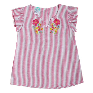 Blusa rayas rosa flores