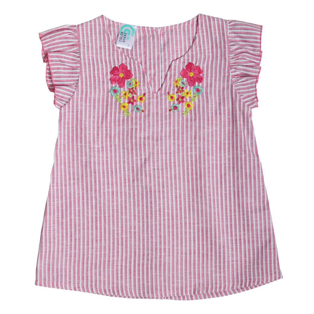 Blusa rayas rosa flores