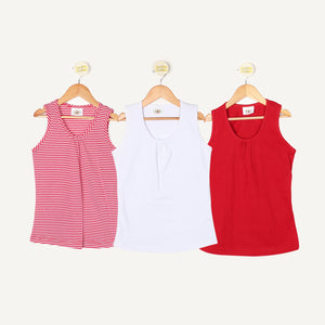 Set 3 blusas White&Red